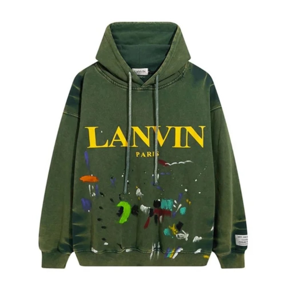 Gallery Dept Green Hoodie with Yellow Accents